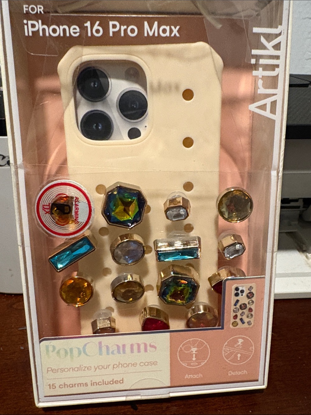 PopCharms iPhone 16 Pro Max Case with 15 Removable Charms - Cream